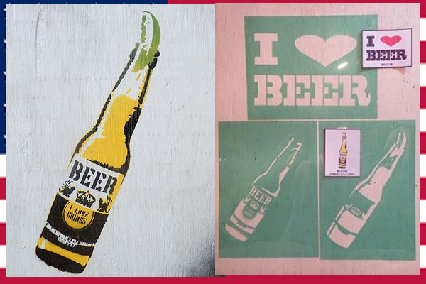 ステンシルシート　55番　ビールステンシル　I LOVE BEER　ステンシル3枚セット　コロナビール　アメリカ雑貨屋 サンブリッヂ
