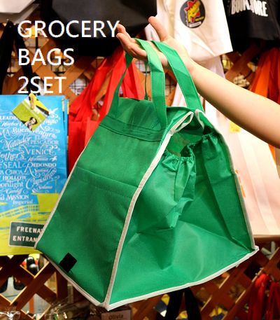 アメリカショッピングカートバッグ２個セット エコバッグ エコクリーングリーンバッグ