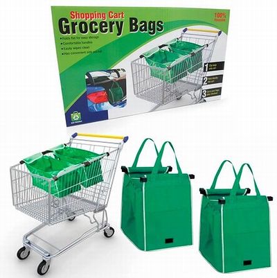 ショッピングカートバッグ２個セット　エコバッグ　エコクリーングリーンバッグ　アメリカエコバッグ通販　アメリカ雑貨屋　サンブリッヂ