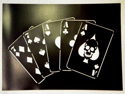 オリジナル　ステンシル　Poker ポーカー　フルハウス　スカル　　サンブリ　SUNBRIDGE　STENCIL　世田谷ベース