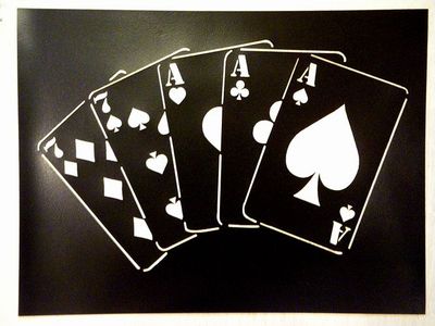 オリジナル　ステンシル　Poker ポーカー　フルハウス　スカル　　サンブリ　SUNBRIDGE　STENCIL　世田谷ベース