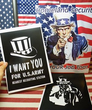 ステンシル　オリジナル　デザイン　アンクル　サム　陸軍募集　ＵＮＣＬＥ　ＳＡＭ　アメリカ　雑貨　SUNBRIDGE　さんぶり